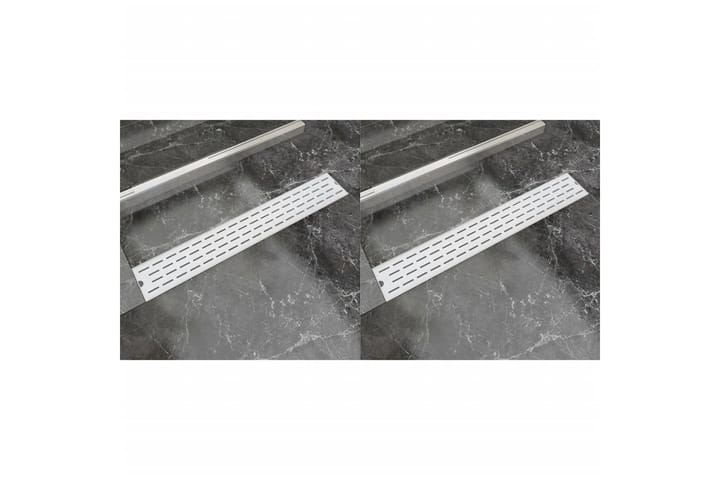 Lineaarinen suihkukaivo 2 kpl 730x140 mm ruostumaton teräs - Sisäviemärit - Poistoletkut & lattiakaivot