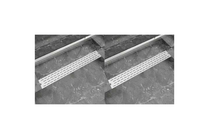 Lineaarinen suihkukaivo 2 kpl 830x140 mm ruostumaton teräs - Sisäviemärit - Poistoletkut & lattiakaivot
