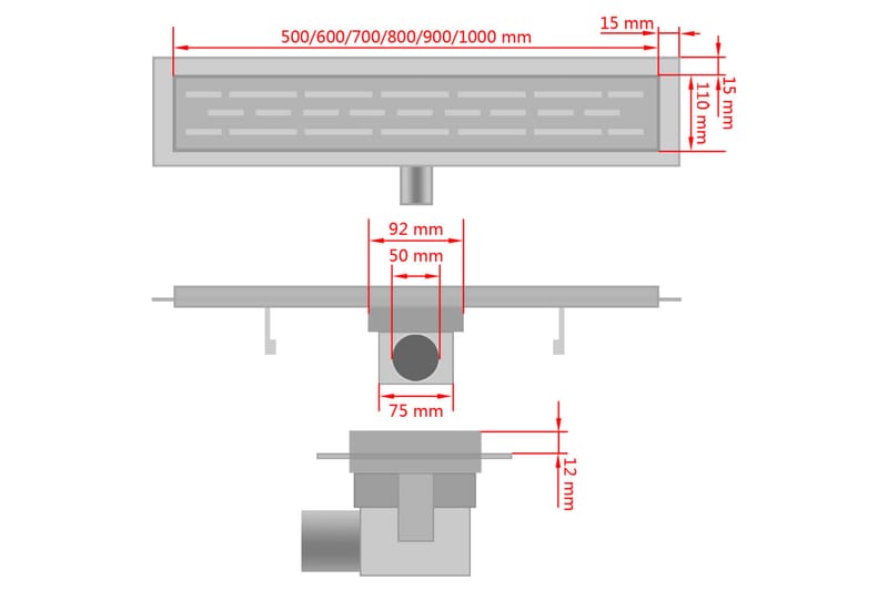 Lineaarinen suihkukaivo Aalto 630x140mm Ruostumaton teräs - Poistoletkut & lattiakaivot - Sisäviemärit