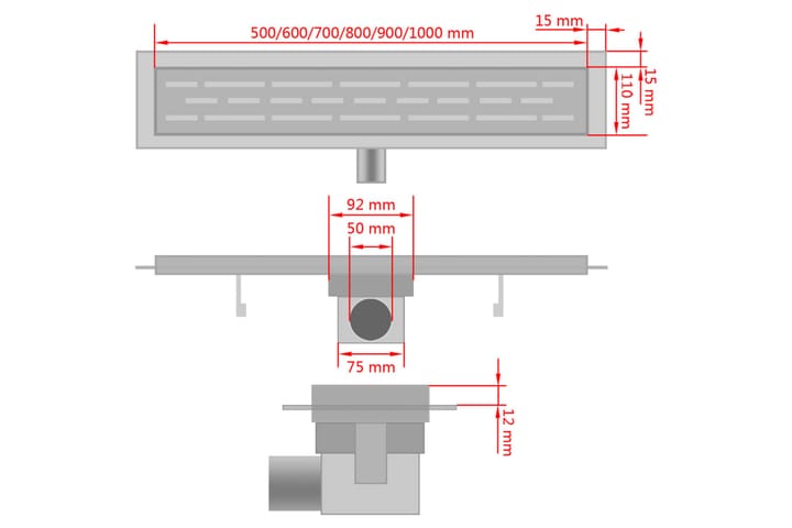 Lineaarinen suihkukaivo Kupla 630x140mm Ruostumaton teräs - Poistoletkut & lattiakaivot - Sisäviemärit