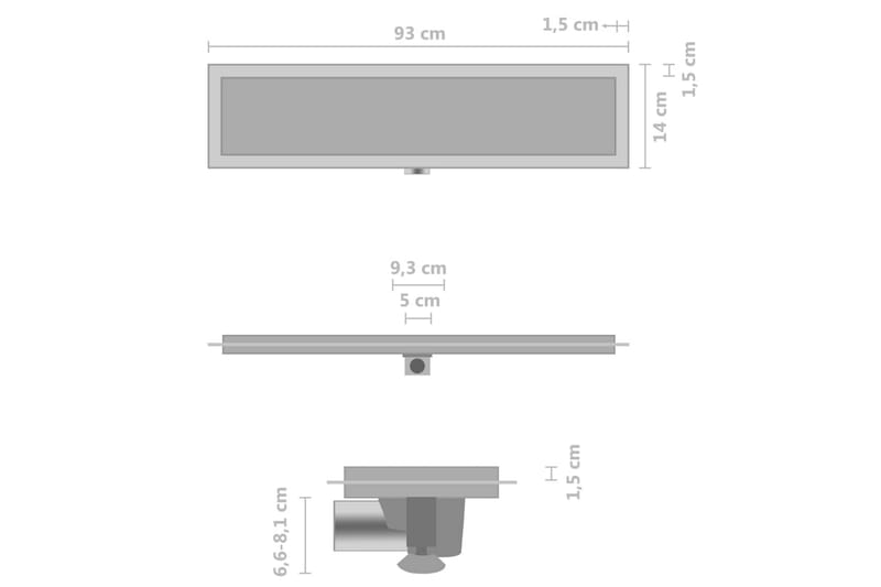 Suihkukaivo 2-in-1 kansi 93x14 cm ruostumaton teräs - Talo & remontointi - Keittiö & kylpyhuone - Kylpyhuone - Kylpyhuonetarvikkeet - Poistoletkut & lattiakaivot