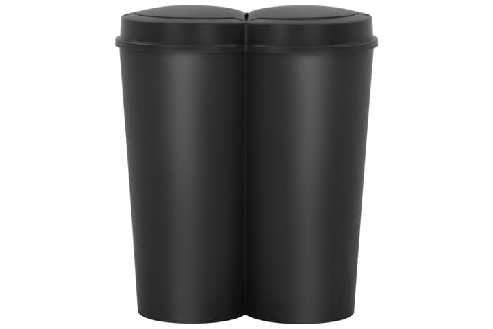 2-osainen roskakori musta 50 l - Musta - Poljinroskakorit