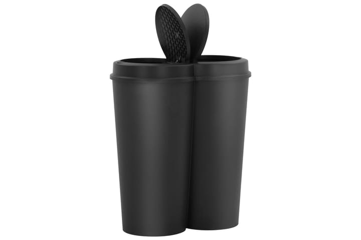 2-osainen roskakori musta 50 l - Musta - Poljinroskakorit