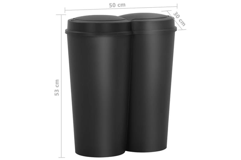 2-osainen roskakori musta 50 l - Musta - Talo & remontointi - Keittiö & kylpyhuone - Kylpyhuone - Kylpyhuonetarvikkeet - Poljinroskakorit