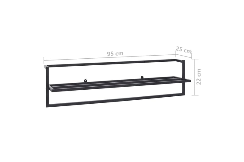 Pyyheteline musta 95x52x22 cm teräs - Pyyhetikkaat - Pyyhekoukut & pyyhetangot - Pyyheteline - Kylpyhuonetarvikkeet