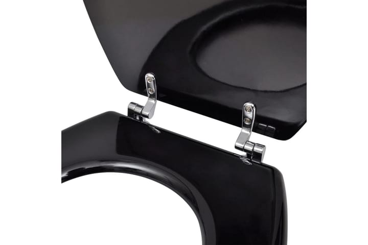 WC-istuimet hard-close-kansilla 2 kpl MDF musta - Musta - WC-istuimen kansi - Wc-istuimen kannet