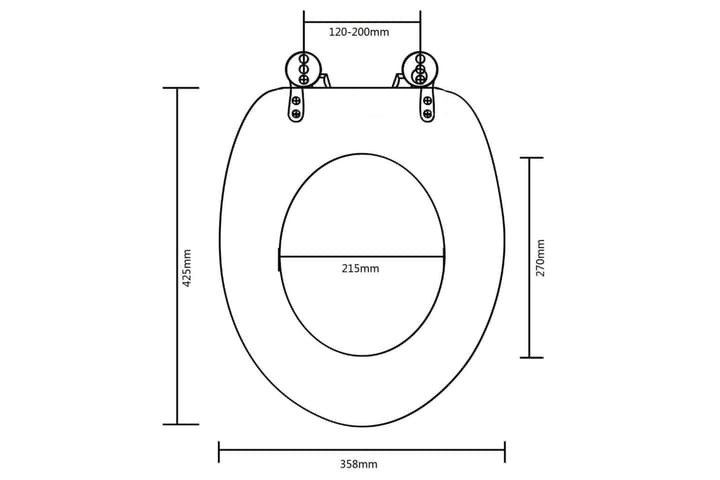 WC-istuimet hard-close-kansilla 2 kpl MDF musta - Musta - WC-istuimen kansi - Wc-istuimen kannet