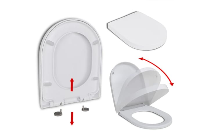 WC-istuin pikakiinnityksellä soft-close neliö valkoinen - Valkoinen - WC-istuimen kansi - Wc-istuimen kannet