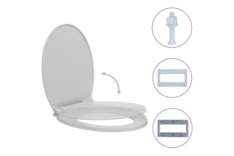 WC-istuin pehmeästi sulkeutuva vaaleanharmaa soikea - Harmaa - Talo & remontointi - Keittiö & kylpyhuone - Kylpyhuone - Kylpyhuonetarvikkeet - Wc-istuimen kannet