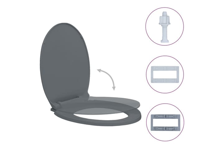 WC-istuin pehmeästi sulkeutuva harmaa soikea - Harmaa - WC-istuimen kansi - Wc-istuimen kannet