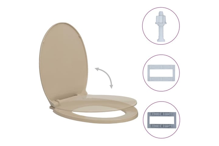 WC-istuin pehmeästi sulkeutuva beige soikea - Beige - WC-istuimen kansi - Wc-istuimen kannet