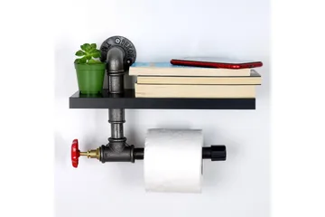 WC-paperiteline Borura 30x14 cm - Musta - Talo & remontointi - Keittiö & kylpyhuone - Kylpyhuone - Kylpyhuonetarvikkeet