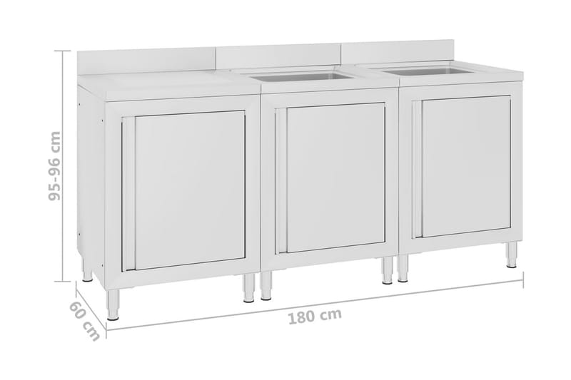 Kaupallinen tiskiallaskaappi 180x60x96 cm ruostumaton teräs - Talo & remontointi - Keittiö & kylpyhuone - Kylpyhuone - Pesualtaat - Pesuallas