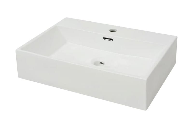 Keraaminen pesuallas hanareiällä 60,5x42,5x14,5 cm Valkoinen - Valkoinen - Talo & remontointi - Keittiö & kylpyhuone - Kylpyhuone - Pesualtaat - Pesuallas