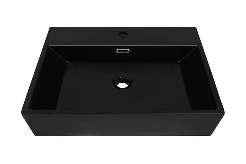 Keraaminen pesuallas hanareiällä 60,5x42,5x14,5 cm musta - Musta - Talo & remontointi - Keittiö & kylpyhuone - Kylpyhuone - Pesualtaat - Pesuallas