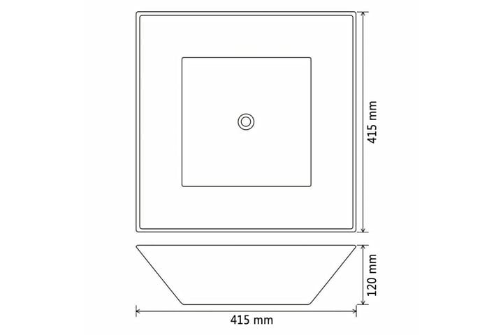 Keraaminen pesuallas neliö 41,5x41,5x12 cm Valkoinen - Valkoinen - Pesuallas