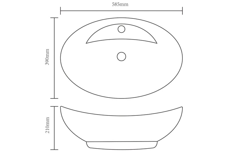 Pesuallas ylivuodolla 58,5x39x21 cm keraaminen kulta - Kulta - Pesuallas