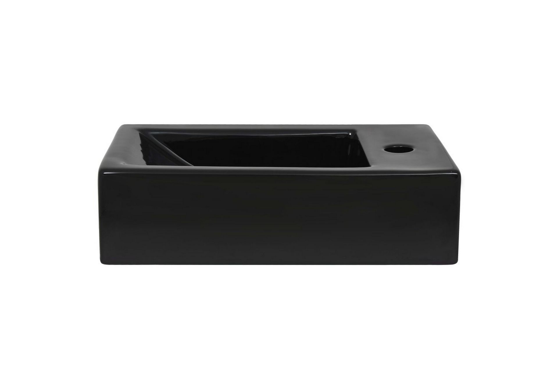 Suorakulmainen pesuallas hanareiällä keramia 46x25,5x12cm - Musta - Talo & remontointi - Keittiö & kylpyhuone - Kylpyhuone - Pesualtaat - Pesuallas