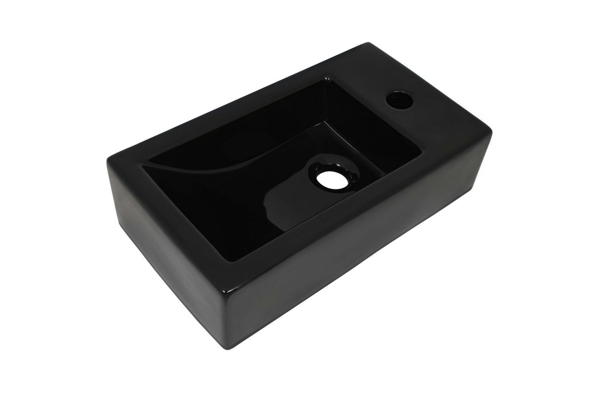 Suorakulmainen pesuallas hanareiällä keramia 46x25,5x12cm - Musta - Talo & remontointi - Keittiö & kylpyhuone - Kylpyhuone - Pesualtaat - Pesuallas