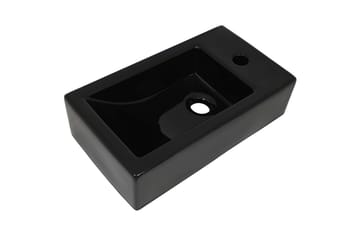 Suorakulmainen pesuallas hanareiällä keramia 46x25,5x12cm - Musta - Talo & remontointi - Keittiö & kylpyhuone - Kylpyhuone - Pesualtaat - Pesuallas