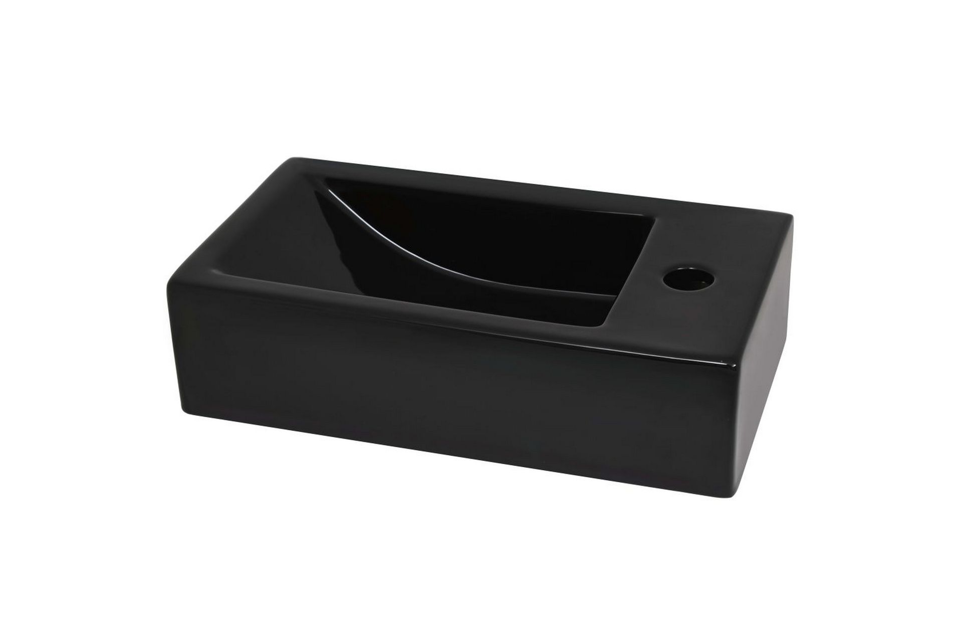 Suorakulmainen pesuallas hanareiällä keramia 46x25,5x12cm - Musta - Talo & remontointi - Keittiö & kylpyhuone - Kylpyhuone - Pesualtaat - Pesuallas