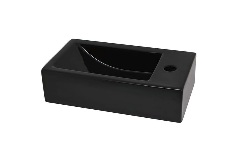 Suorakulmainen pesuallas hanareiällä keramia 46x25,5x12cm - Musta - Talo & remontointi - Keittiö & kylpyhuone - Kylpyhuone - Pesualtaat - Pesuallas