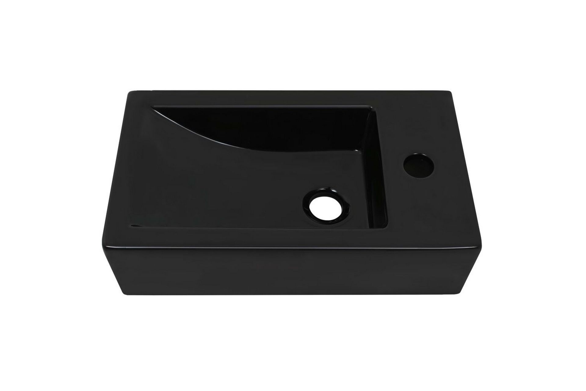 Suorakulmainen pesuallas hanareiällä keramia 46x25,5x12cm - Musta - Talo & remontointi - Keittiö & kylpyhuone - Kylpyhuone - Pesualtaat - Pesuallas
