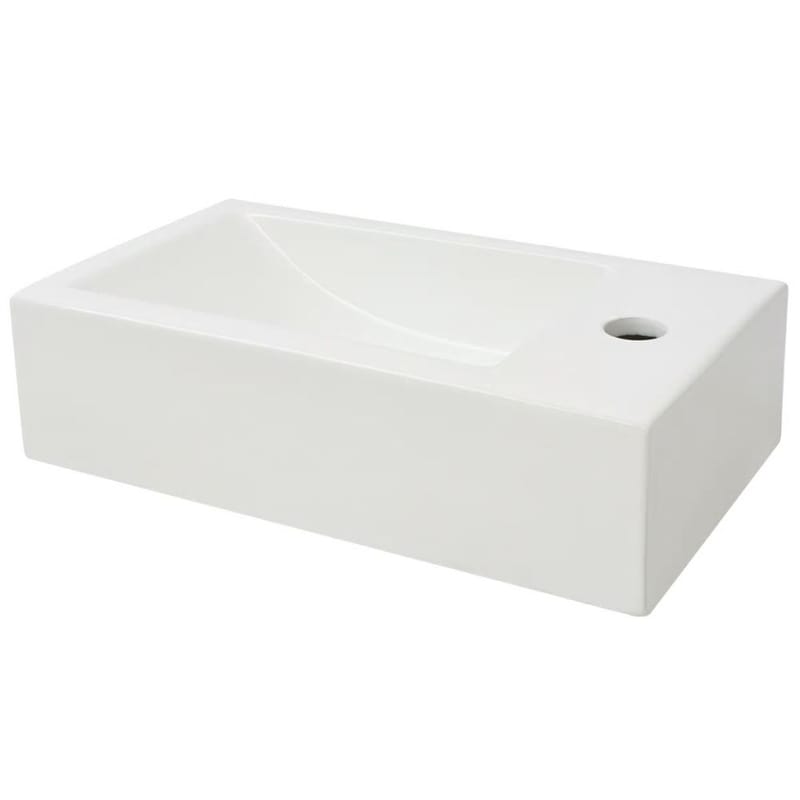 Suorakulmainen pesuallas hanareiällä 46x25,5x12 cm Valkoinen - Valkoinen - Talo & remontointi - Keittiö & kylpyhuone - Kylpyhuone - Pesualtaat - Pesuallas