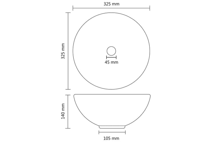 Ylellinen pesuallas pyöreä matta valkoinen 32,5x14 cm - Pesuallas