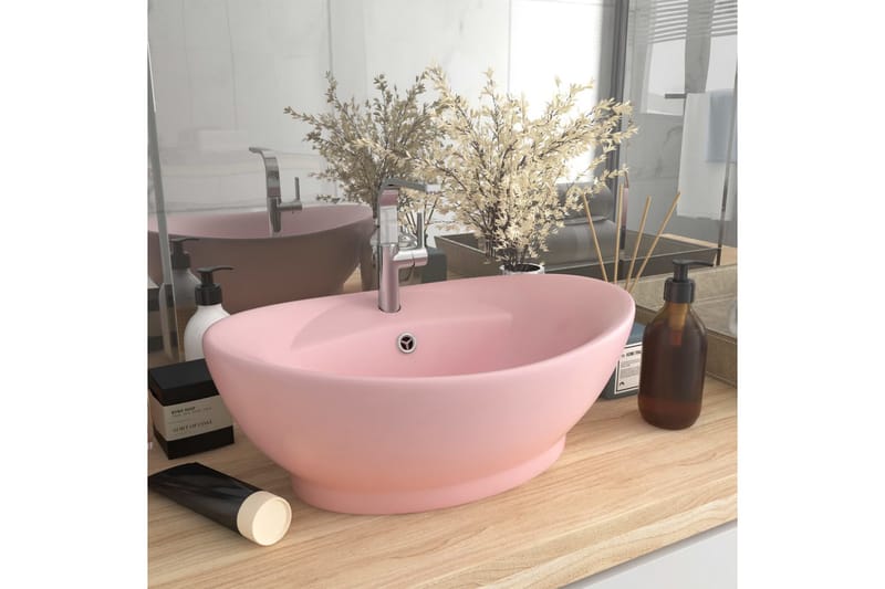 Ylellinen pesuallas ovaali matta pinkki 58,5x39 cm keraami - Talo & remontointi - Keittiö & kylpyhuone - Kylpyhuone - Pesualtaat - Pesuallas