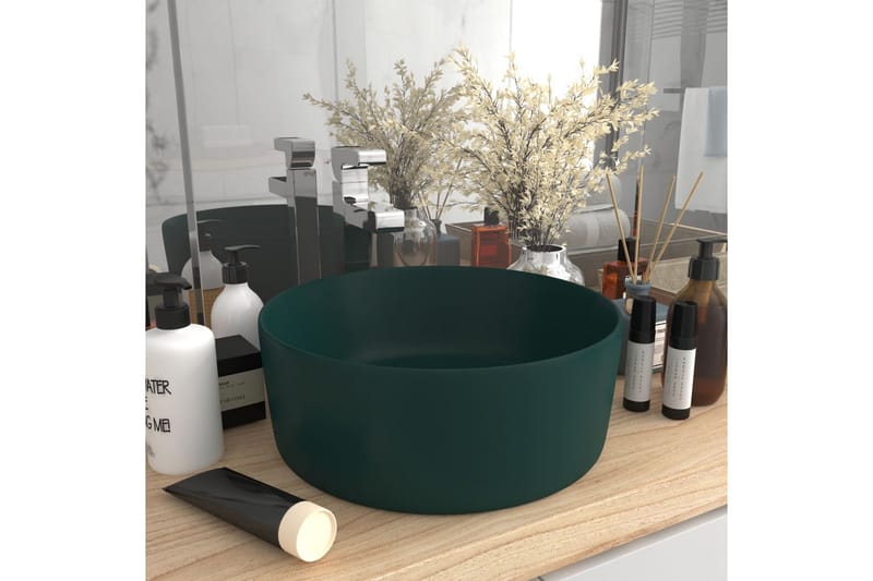 Ylellinen pesuallas pyöreä matta tummanvihreä 40x15 cm - Talo & remontointi - Keittiö & kylpyhuone - Kylpyhuone - Pesualtaat - Pesuallas