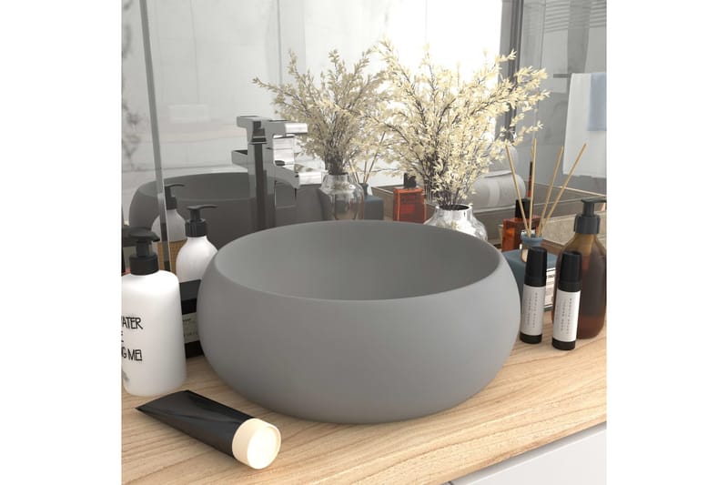 Ylellinen pesuallas pyöreä matta vaaleanharmaa 40x15 cm - Talo & remontointi - Keittiö & kylpyhuone - Kylpyhuone - Pesualtaat - Pesuallas