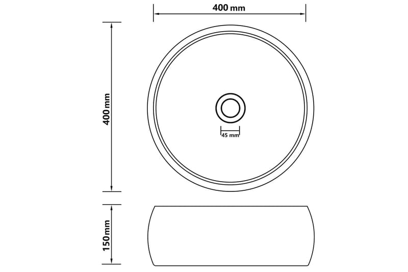 Ylellinen pesuallas pyöreä matta musta 40x15 cm keraami - Pesuallas