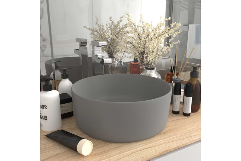 Ylellinen pesuallas pyöreä matta vaaleanharmaa 40x15 cm - Talo & remontointi - Keittiö & kylpyhuone - Kylpyhuone - Pesualtaat - Pesuallas