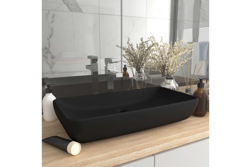Ylellinen pesuallas suorakaide matta musta 71x38 cm keraami - Talo & remontointi - Keittiö & kylpyhuone - Kylpyhuone - Pesualtaat - Pesuallas
