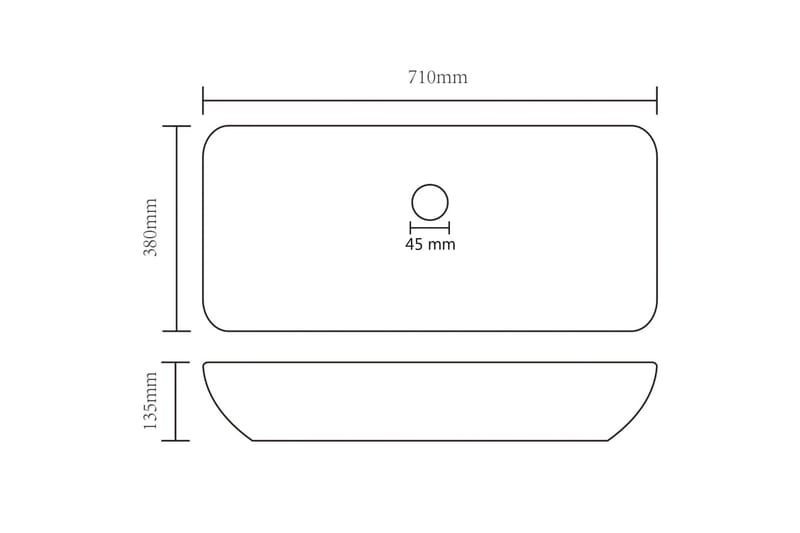 Ylellinen pesuallas suorakaide matta musta 71x38 cm keraami - Talo & remontointi - Keittiö & kylpyhuone - Kylpyhuone - Pesualtaat - Pesuallas