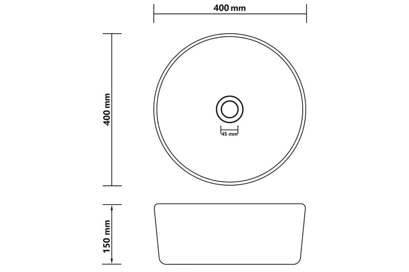 Ylellinen pesuallas pyöreä matta tummanruskea 40x15 cm - Pesuallas