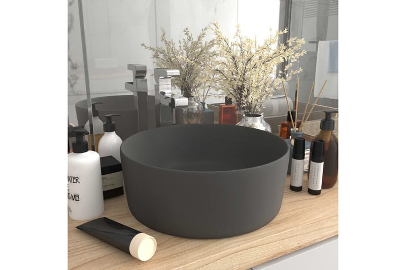Ylellinen pesuallas pyöreä matta tummanharmaa 40x15 cm - Talo & remontointi - Keittiö & kylpyhuone - Kylpyhuone - Pesualtaat - Pesuallas