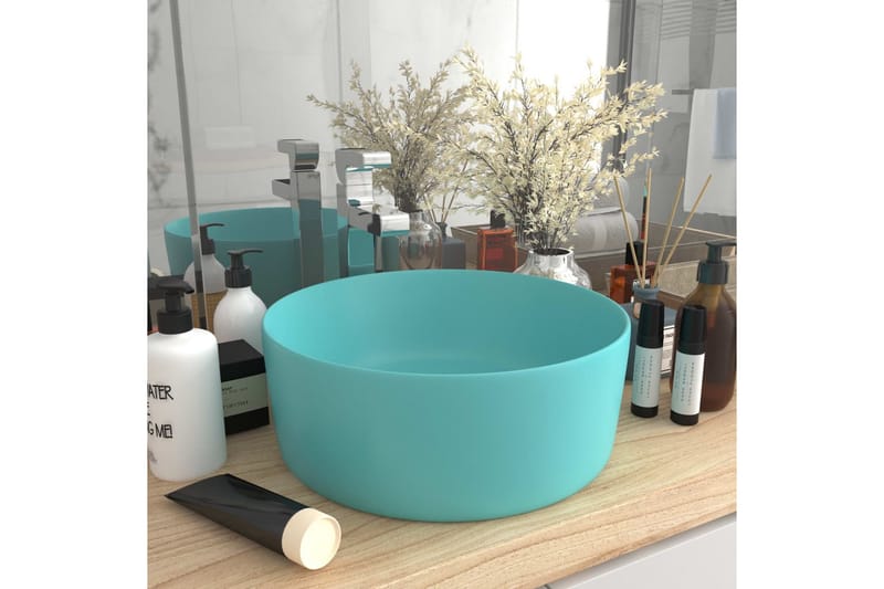 Ylellinen pesuallas pyöreä matta vaaleanvihreä 40x15 cm - Talo & remontointi - Keittiö & kylpyhuone - Kylpyhuone - Pesualtaat - Pesuallas
