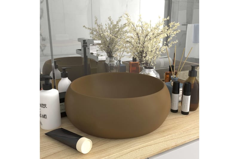 Ylellinen pesuallas pyöreä matta kerma 40x15 cm keraami - Talo & remontointi - Keittiö & kylpyhuone - Kylpyhuone - Pesualtaat - Pesuallas
