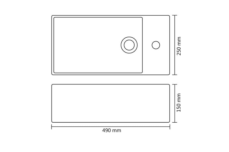 Pesuallas ylivuotoaukolla 49x25x15 cm keraaminen kulta - Kulta - Talo & remontointi - Keittiö & kylpyhuone - Kylpyhuone - Pesualtaat - Pesuallas