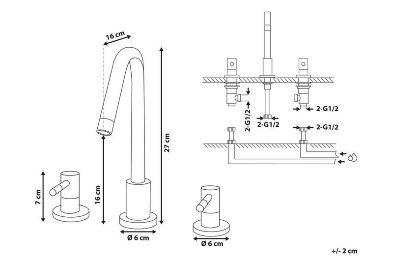 Pesuallashana Bukedea - Kulta - Talo & remontointi - Keittiö & kylpyhuone - Kylpyhuone - Sekoittajat & hanat - Pesuallashanat