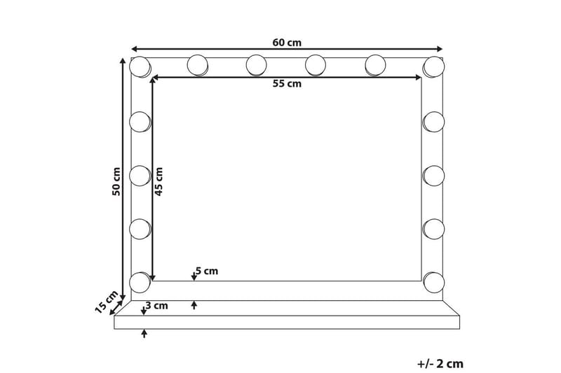 Sminkbordsspegel Beliani Beauvoir Black - Talo & remontointi - Keittiö & kylpyhuone - Kylpyhuone - Kylpyhuonetarvikkeet