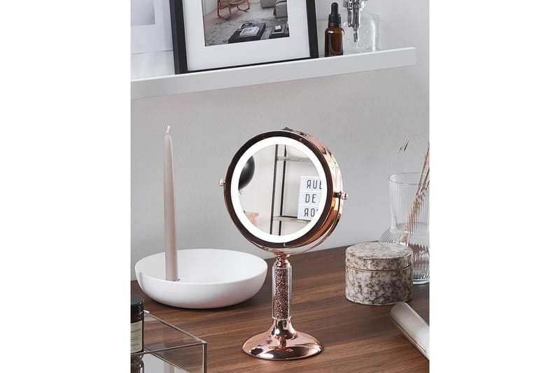 Sminkspegel Beliani Baixas Guld/svart Rose||GOLD - Talo & remontointi - Keittiö & kylpyhuone - Kylpyhuone - Kylpyhuonetarvikkeet