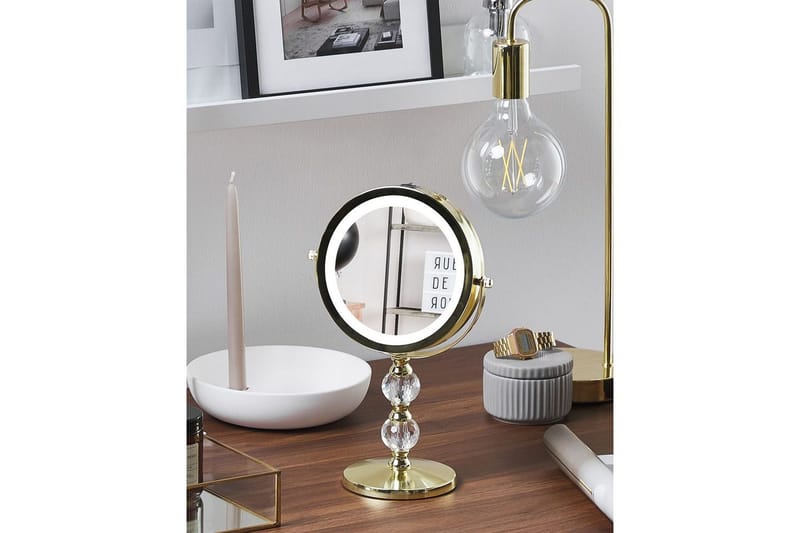 Sminkspegel Beliani Claira Guld GOLD - Talo & remontointi - Keittiö & kylpyhuone - Kylpyhuone - Kylpyhuonetarvikkeet