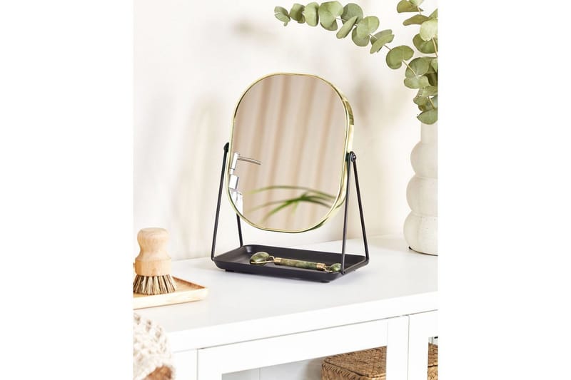 Sminkspegel Beliani Correze Guld/svart GOLD||Black - Talo & remontointi - Keittiö & kylpyhuone - Kylpyhuone - Kylpyhuonetarvikkeet