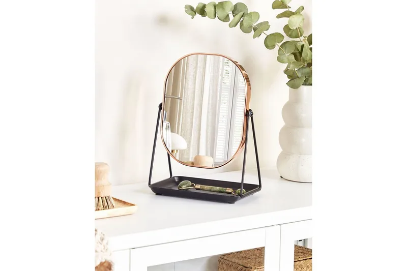 Sminkspegel Beliani Correze Guld/svart Rose||Black - Talo & remontointi - Keittiö & kylpyhuone - Kylpyhuone - Kylpyhuonetarvikkeet