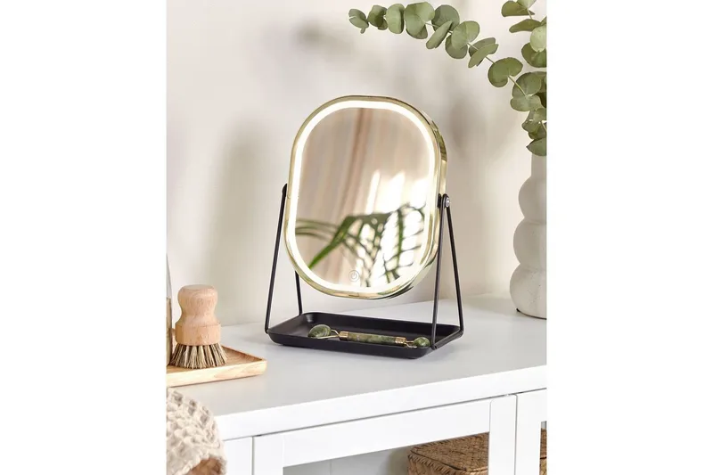 Sminkspegel Beliani Dordogne Guld/svart GOLD||Black - Talo & remontointi - Keittiö & kylpyhuone - Kylpyhuone - Kylpyhuonetarvikkeet
