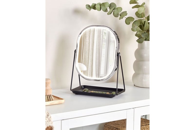 Sminkspegel Beliani Dordogne Guld/svart Silver||Black - Talo & remontointi - Keittiö & kylpyhuone - Kylpyhuone - Kylpyhuonetarvikkeet