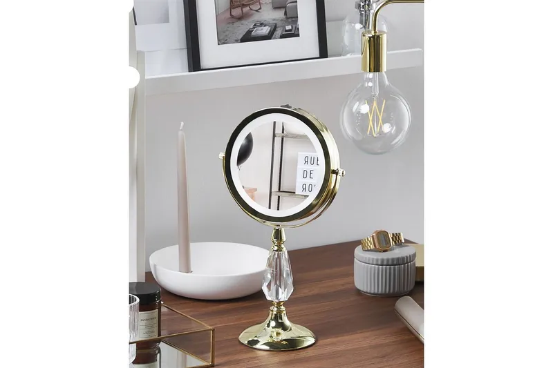 Sminkspegel Beliani Maury Guld GOLD VALUE_MISSING_2 - Talo & remontointi - Keittiö & kylpyhuone - Kylpyhuone - Kylpyhuonetarvikkeet